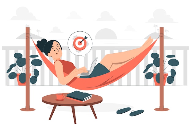 Free vector teleworking in a hammock  concept illustration