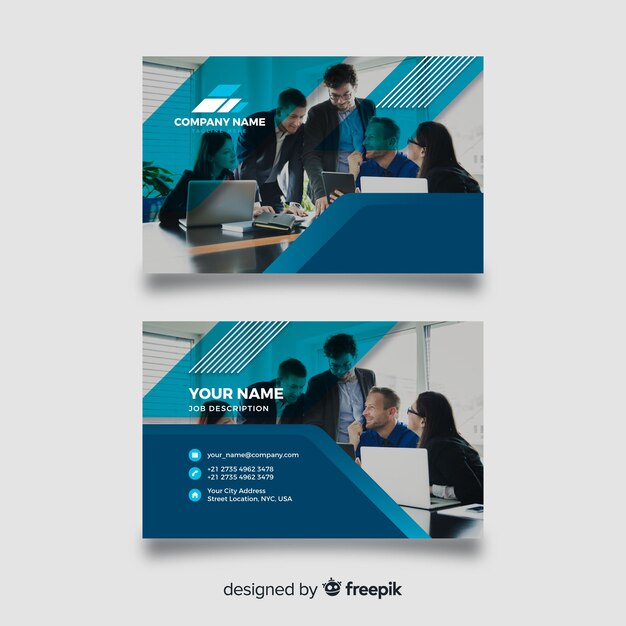 Template abstract business card with photo