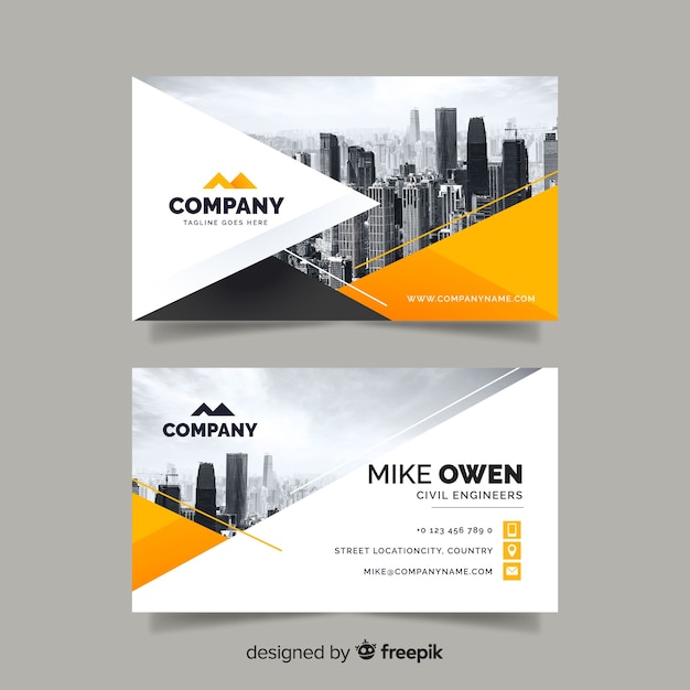 Template abstract business card with photo