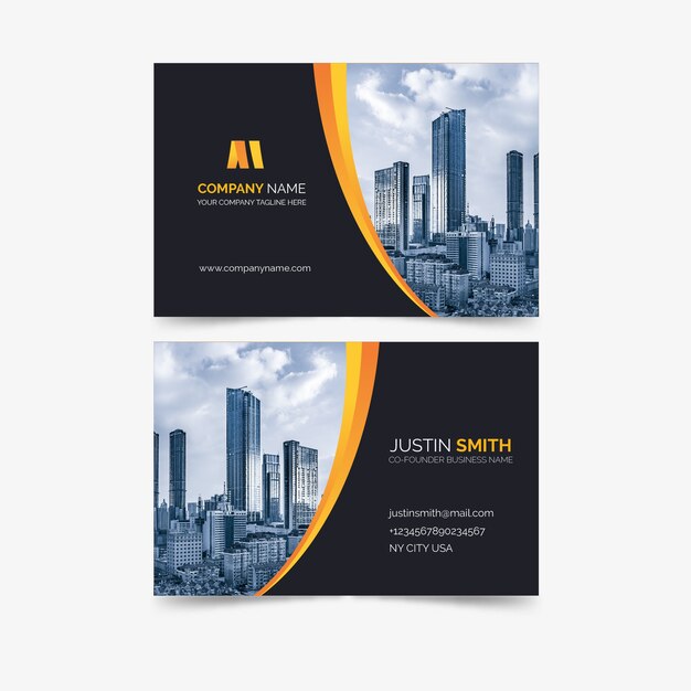 Template abstract business card with photo