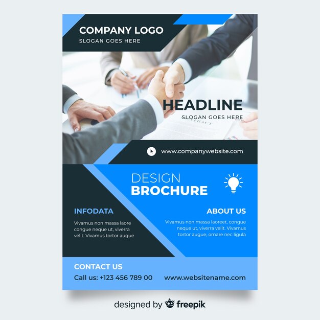 Template abstract business flyer with photo