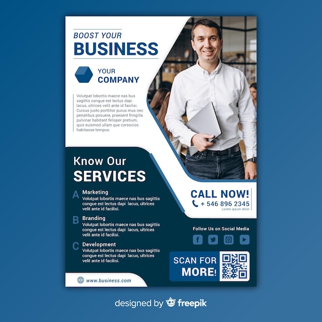 Template abstract business flyer with photo