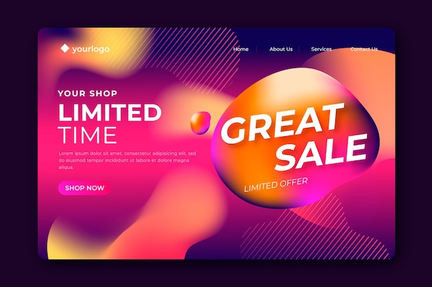 Free Vector template abstract sales landing page