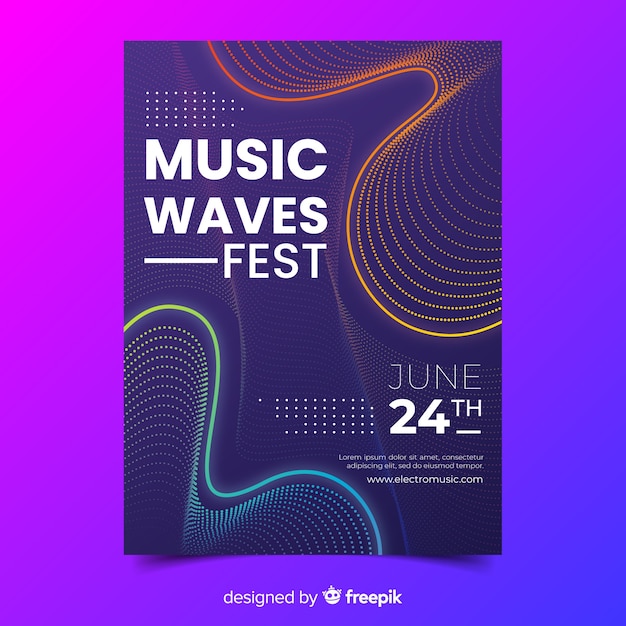 Template abstract waves music poster