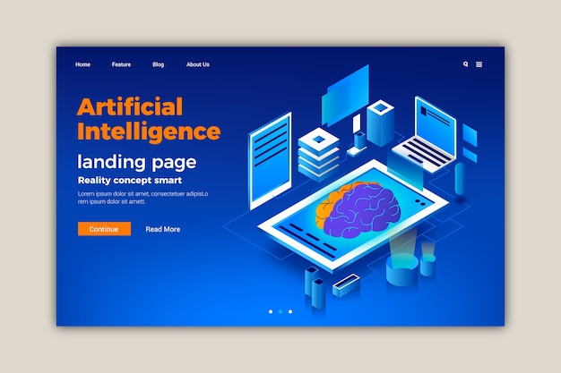 Free Vector template artificial intelligence landing page