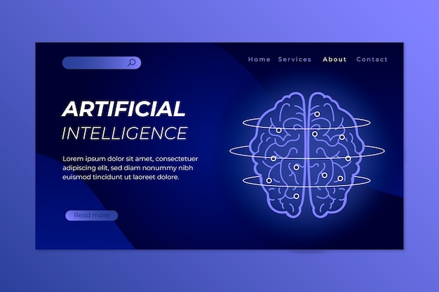 Free Vector template artificial intelligence landing page