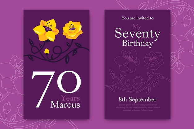 Free Vector template birthday invitation elegant