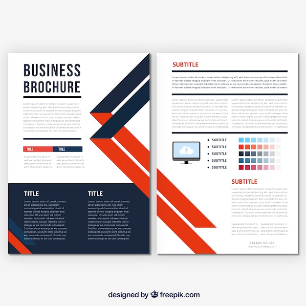 Free Vector template of business brochure with orange details