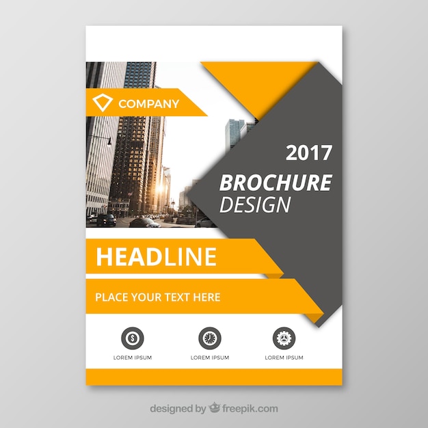 Template of business brochure with orange forms