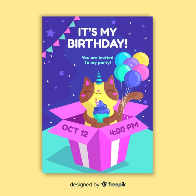 Template children birthday invitation