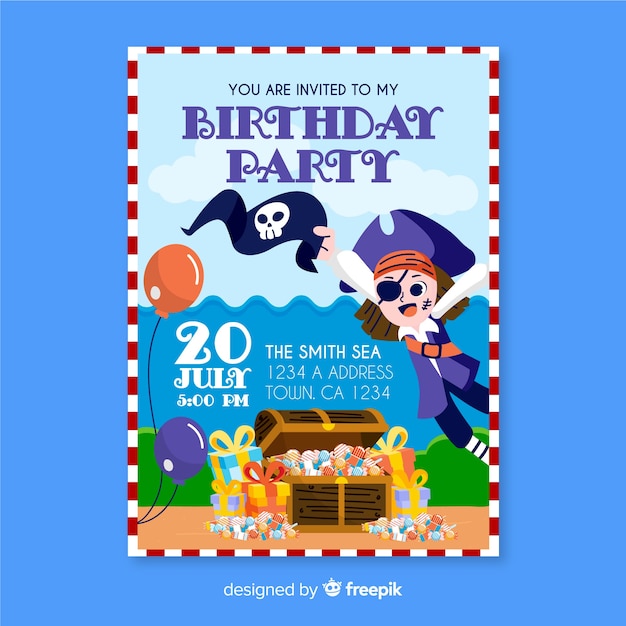 Template children birthday invitation