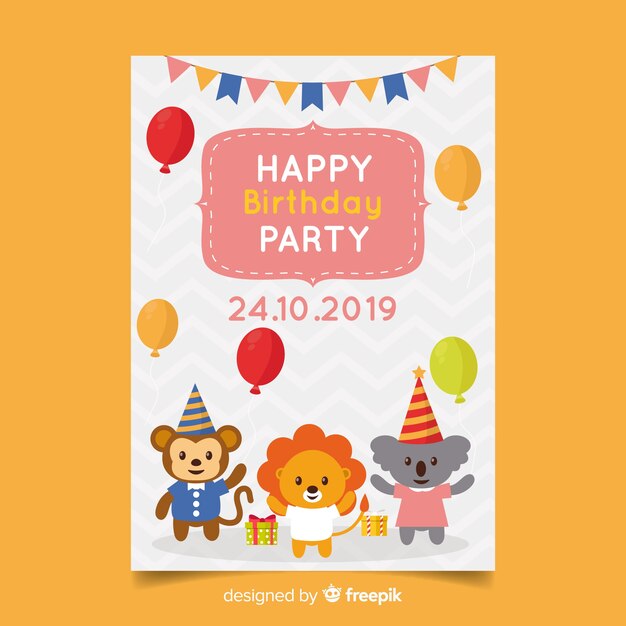 Template children birthday invitation