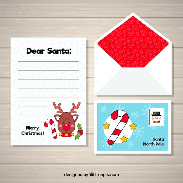 Free Vector template of a christmas letter to santa 