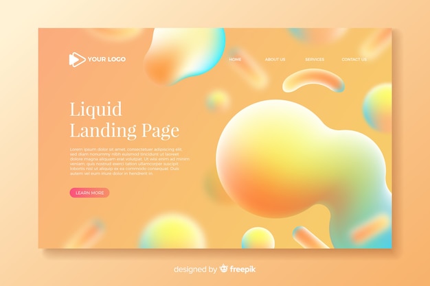 Template colorful liquid landing page