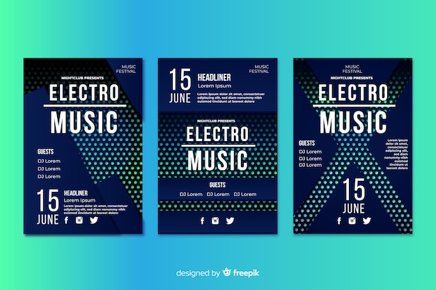 Template electronic music abstract poster