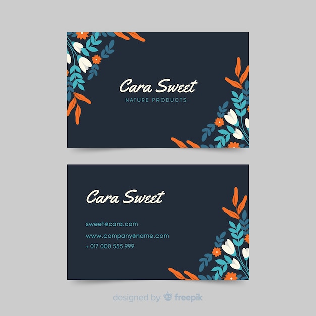 Template elegant business card with floral design