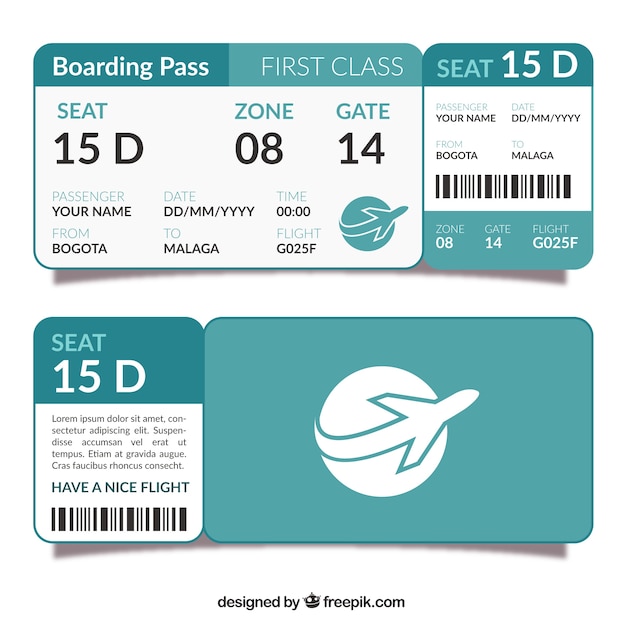 Template of flat boarding pass