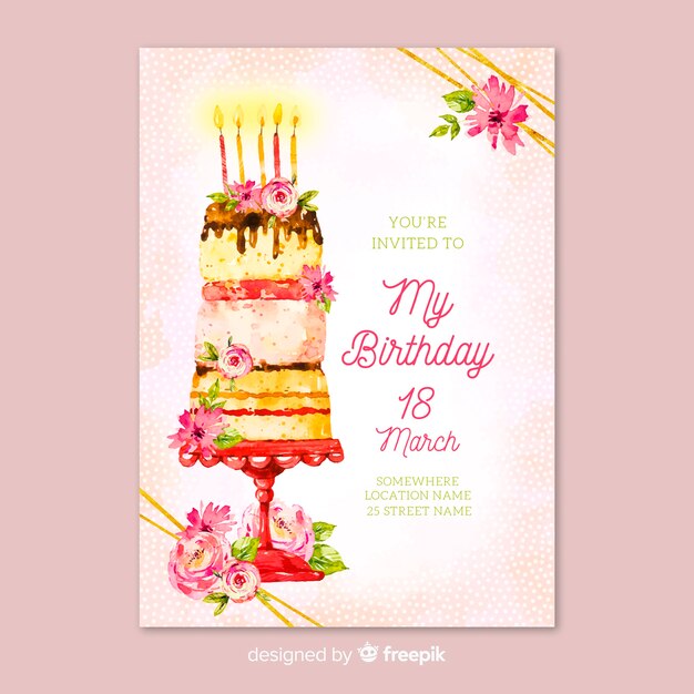 Template floral birthday invitation