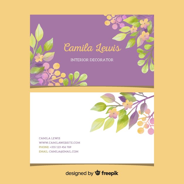 Template floral elegant business card