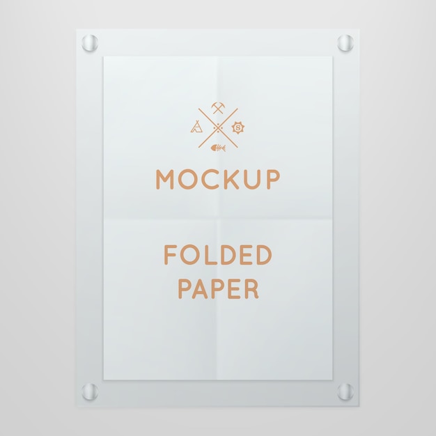 Free Vector template of folded poster in glass frame