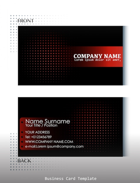 Template of front and back view of business card