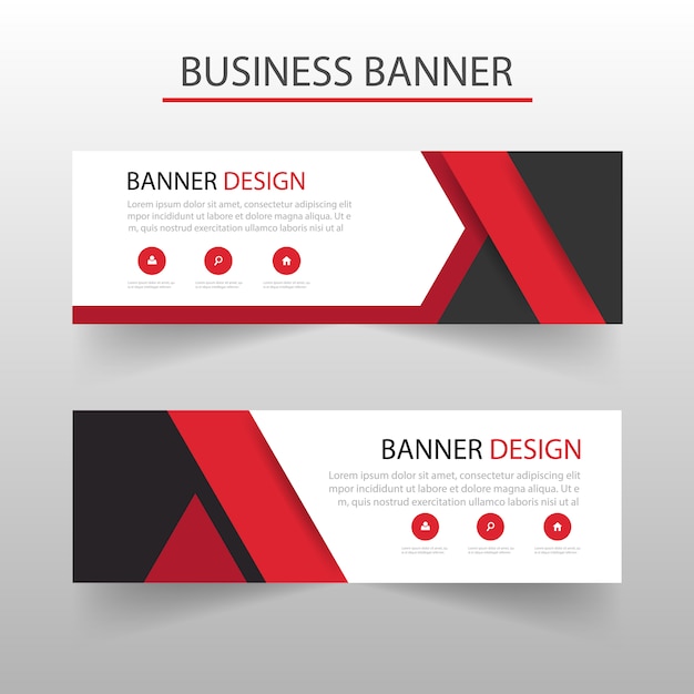 Template of geometric banners with red shapes