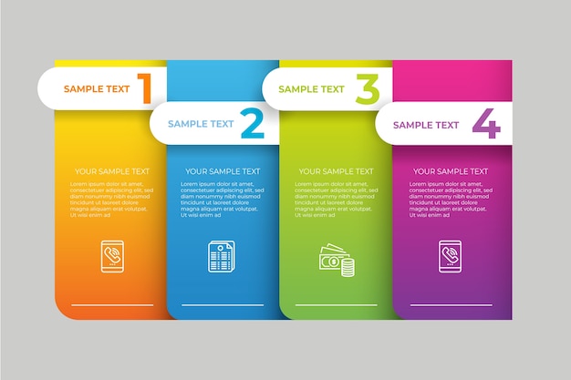 Template gradient infographic steps