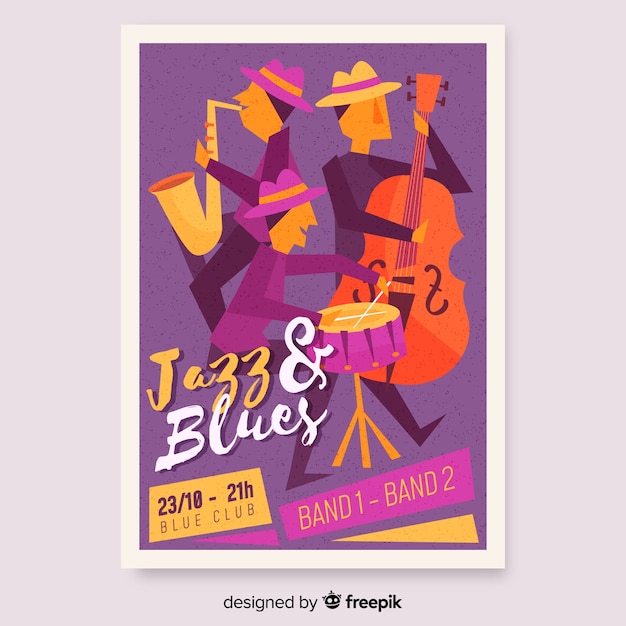 Template hand drawn abstract jazz poster