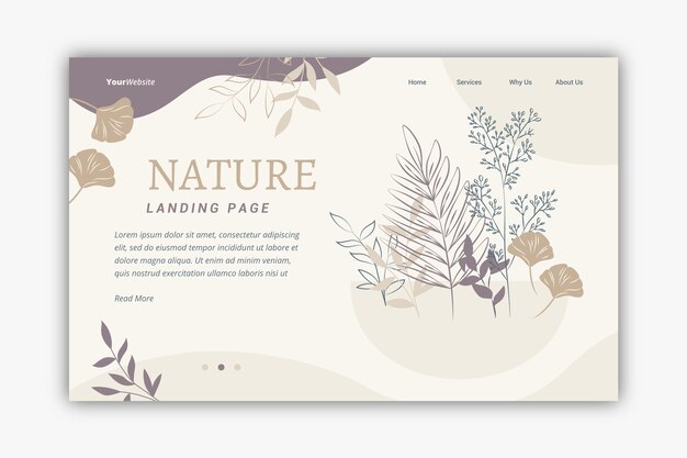 Template hand drawn nature landing page