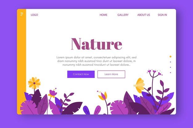 Template hand drawn nature landing page