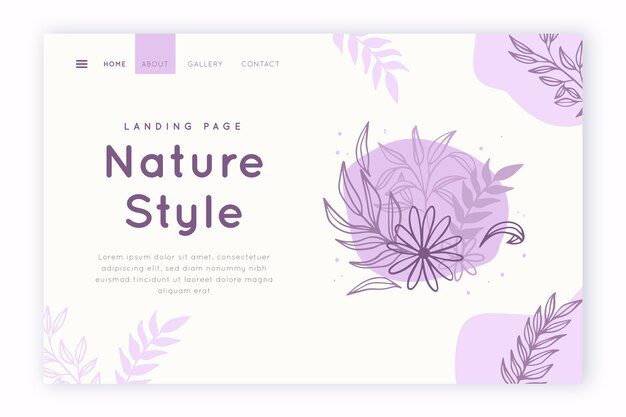 Template hand-drawn nature landing page