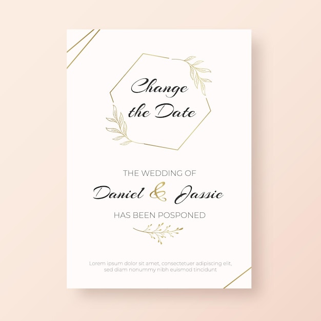 Template for hand drawn postponed wedding card