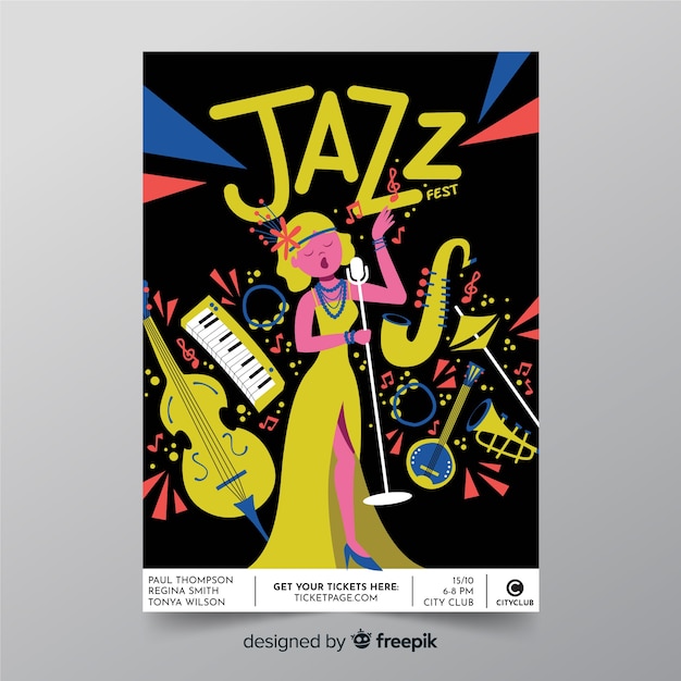 Template jazz abstract hand drawn poster