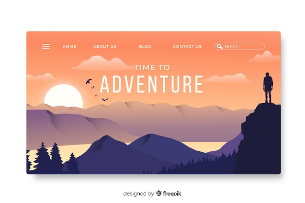 Free Vector template landing page adventure