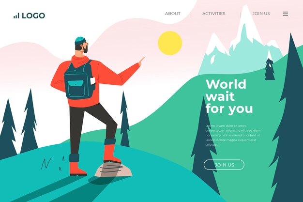 Template landing page travel