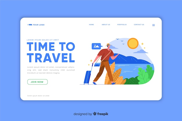 Template landing page travel