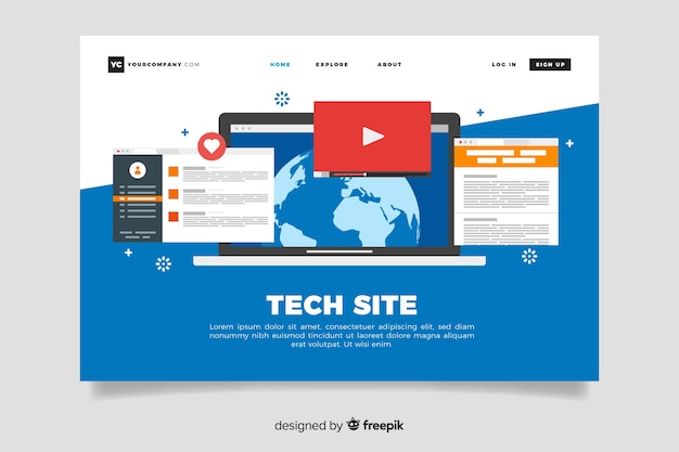 Template landing page with laptop