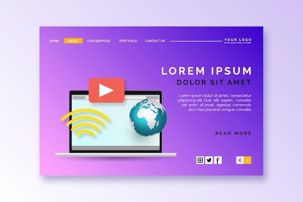 Template landing page with laptop
