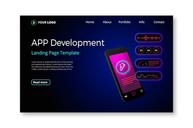 Template for landing page with mobile