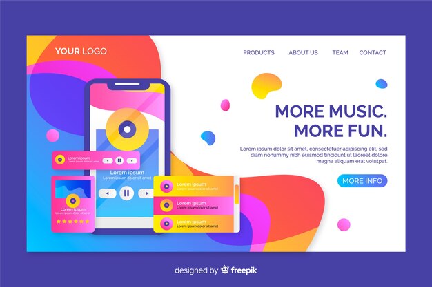 Template landing page with smartphone