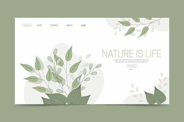 Template nature hand drawn landing page