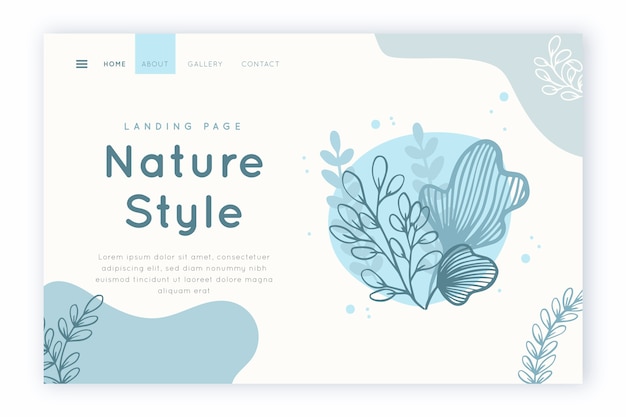 Template nature hand-drawn landing page