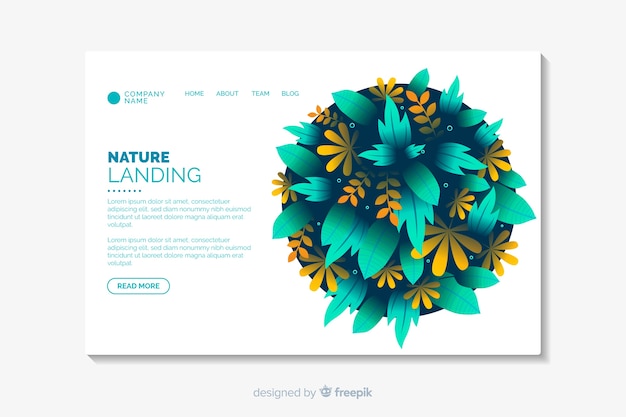 Free Vector template of nature landing page