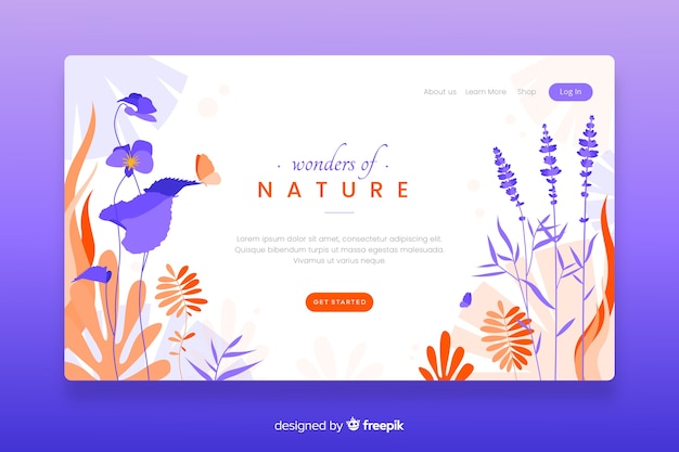 Template of nature landing page