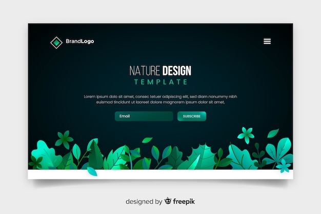 Free Vector template of nature landing page