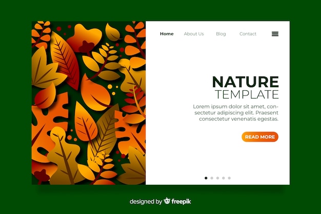 Free Vector template of nature landing page