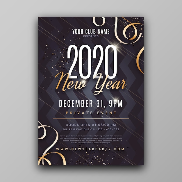 Free Vector template new year abstract party flyer