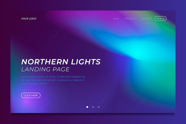 Template northern lights landing page