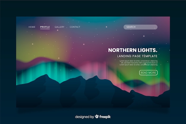 Template northern lights landing page