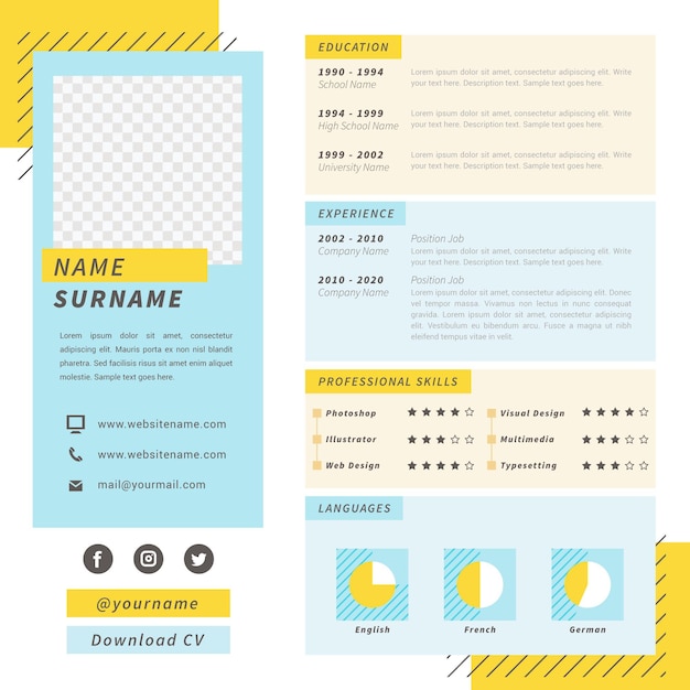 Template for online cv